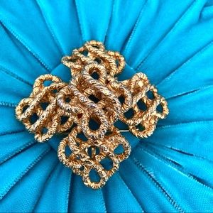 Lucien Piccard Rope Twist Maltese Cross Brooch